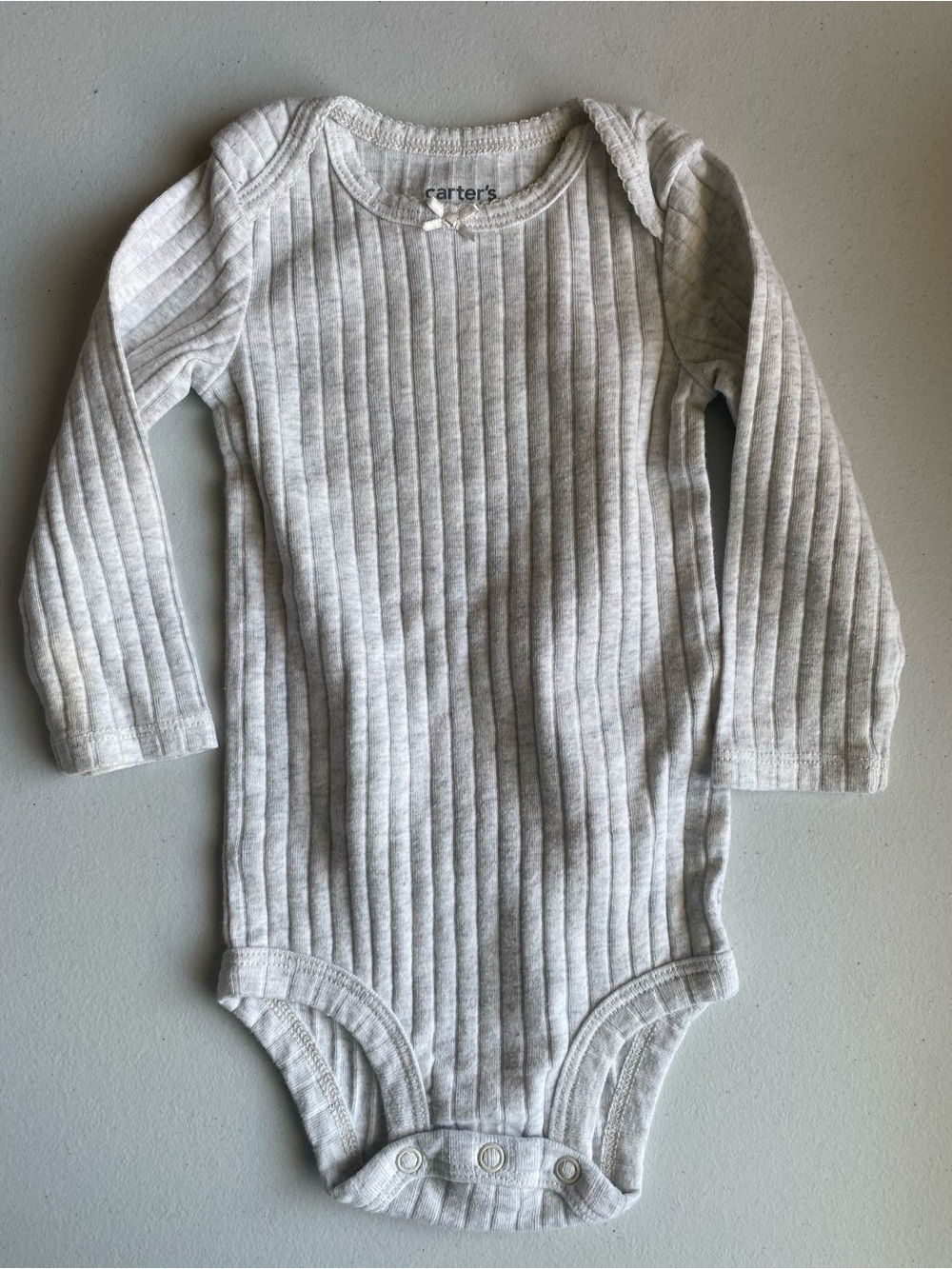 Carter's Oatmeal / Light Oatmeal Ribbed Long-Sleeve Baby Bodysuit Onesie 6-9M